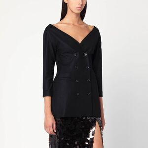 Alberta Ferretti Women's Black Wool V-Neck Jacket